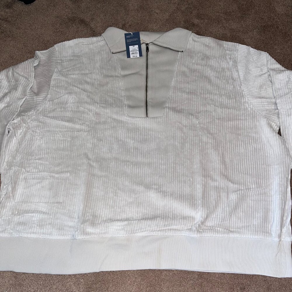 NWT Womens Ivory colored 1/2 Zip sweatshirt pullover sz 4x